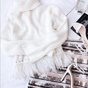 Freethinker Cream Fringe Cropped Sweater
